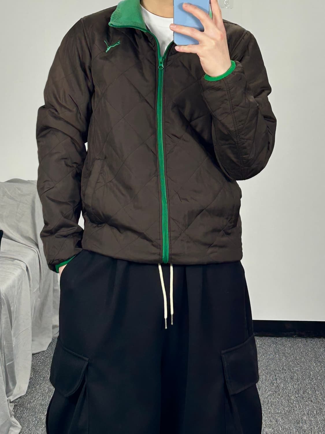 퓨마 퀄팅 브라운 푸퍼 자켓 L  상품이미지2