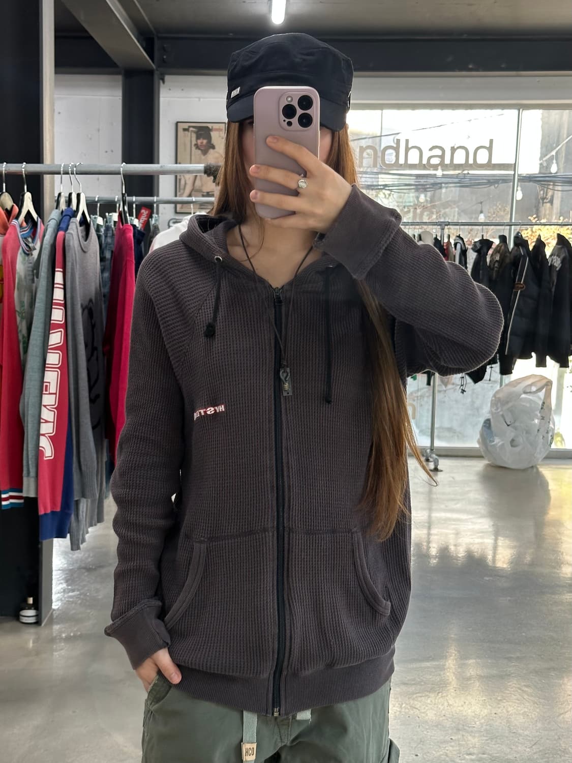 히스테릭글래머90s 그런지워시드 와플 루즈 후드집업 상품이미지5