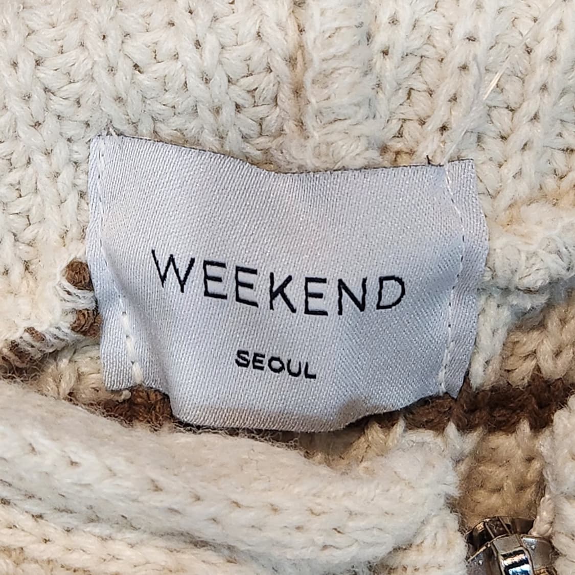 Weekend 핑거홀 스트라이프 후드 니트집업 상품이미지2