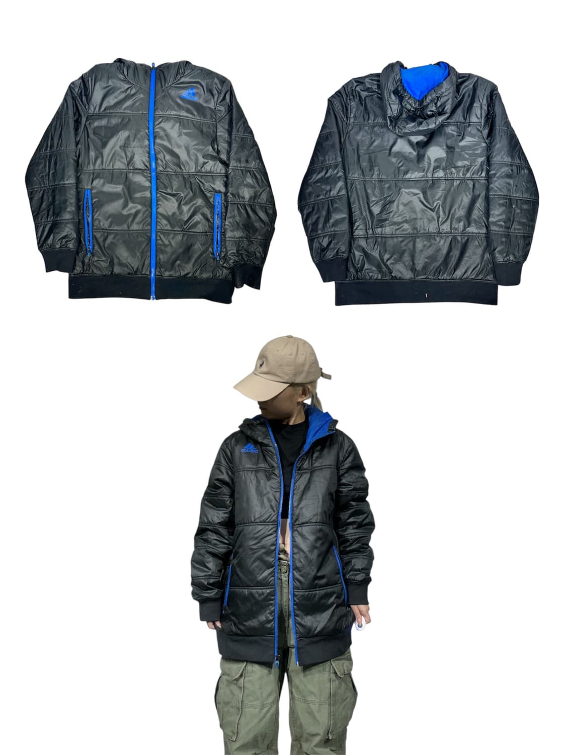 아디다스 블랙 후드 패딩 잠바 L 상품이미지1