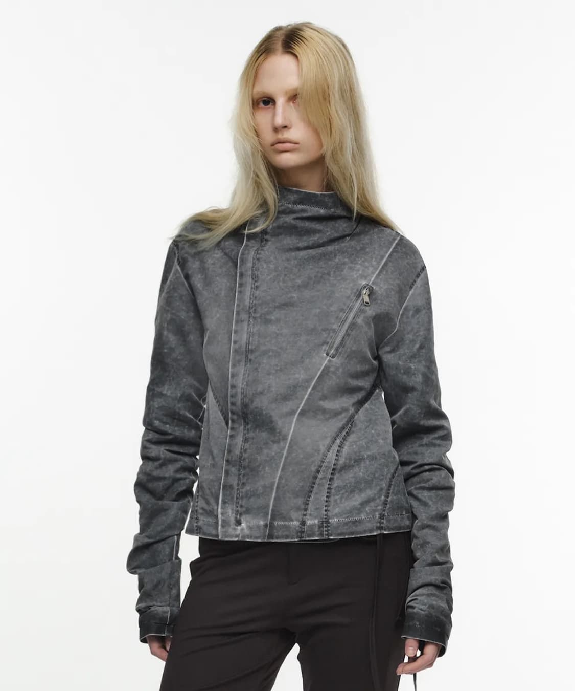 WAVY RIDER JK (UNISEX) BLACK 코튼 라이더 자켓 상품이미지2