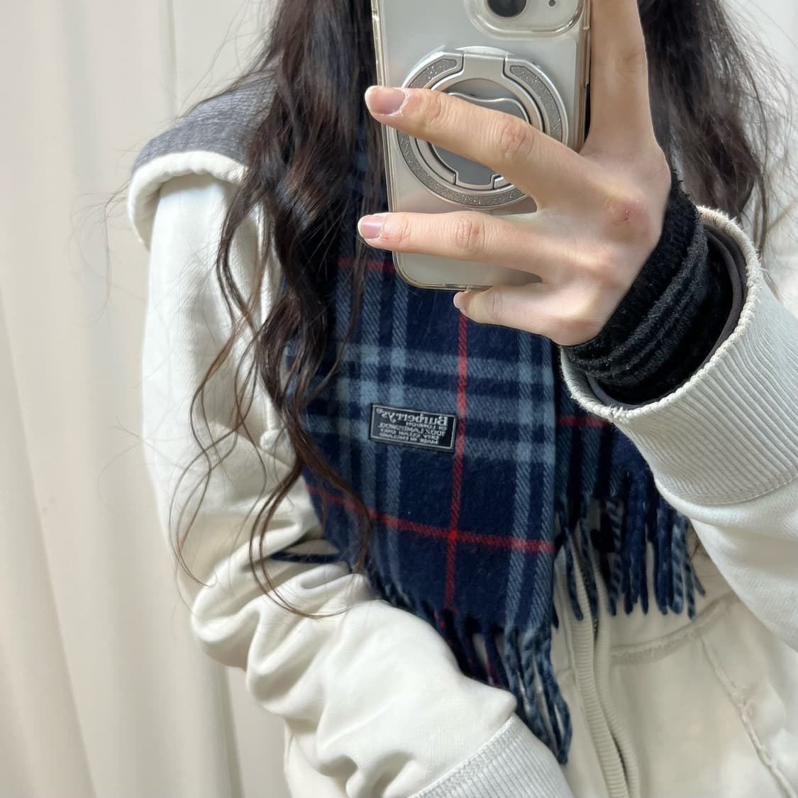 Burberry Navy Lambswool Muffler 상품이미지3