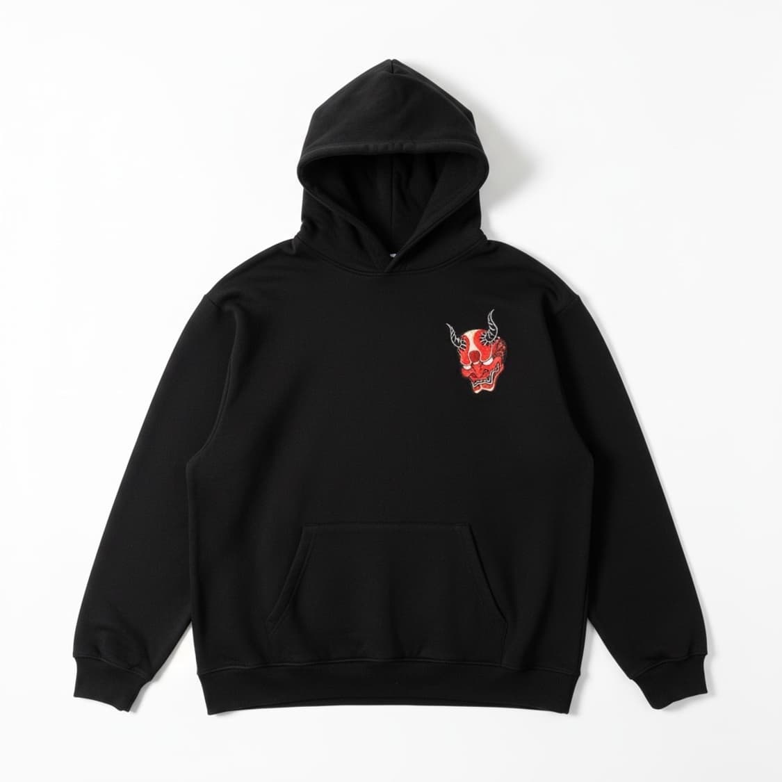 재패니즈 빈티지 블랙 오니 자수 후드 4XL (스트릿) 상품이미지2