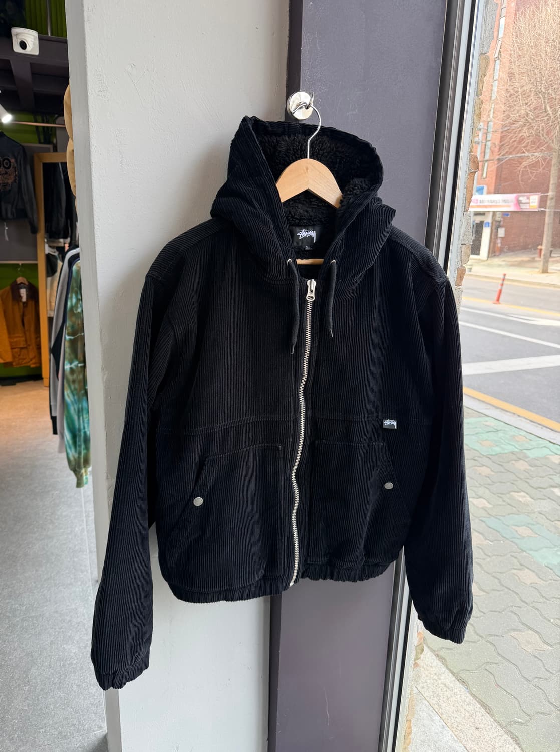 M/ 스투시 베이직 로고탭 코듀로이 액티브 후드 점퍼 상품이미지2