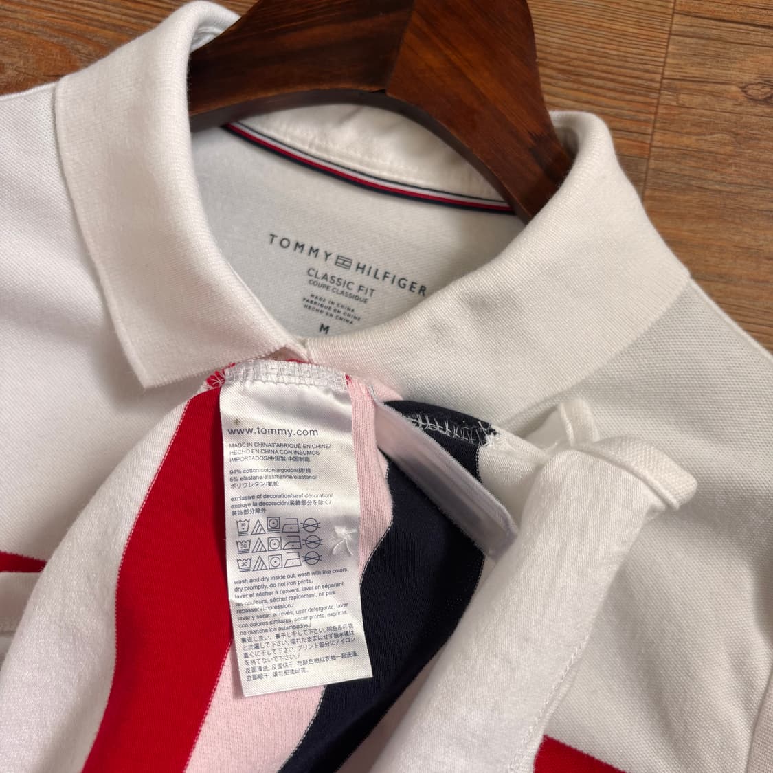 타미힐피거 반팔 폴로 티셔츠 M 피케 스판 클래식핏 스트라이프 상품이미지9