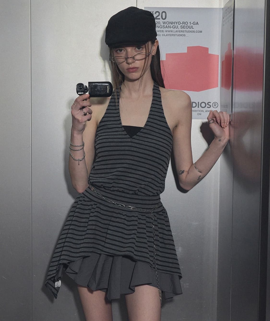 트위 베잉 언발 미니 스커트 챠콜 상품이미지2