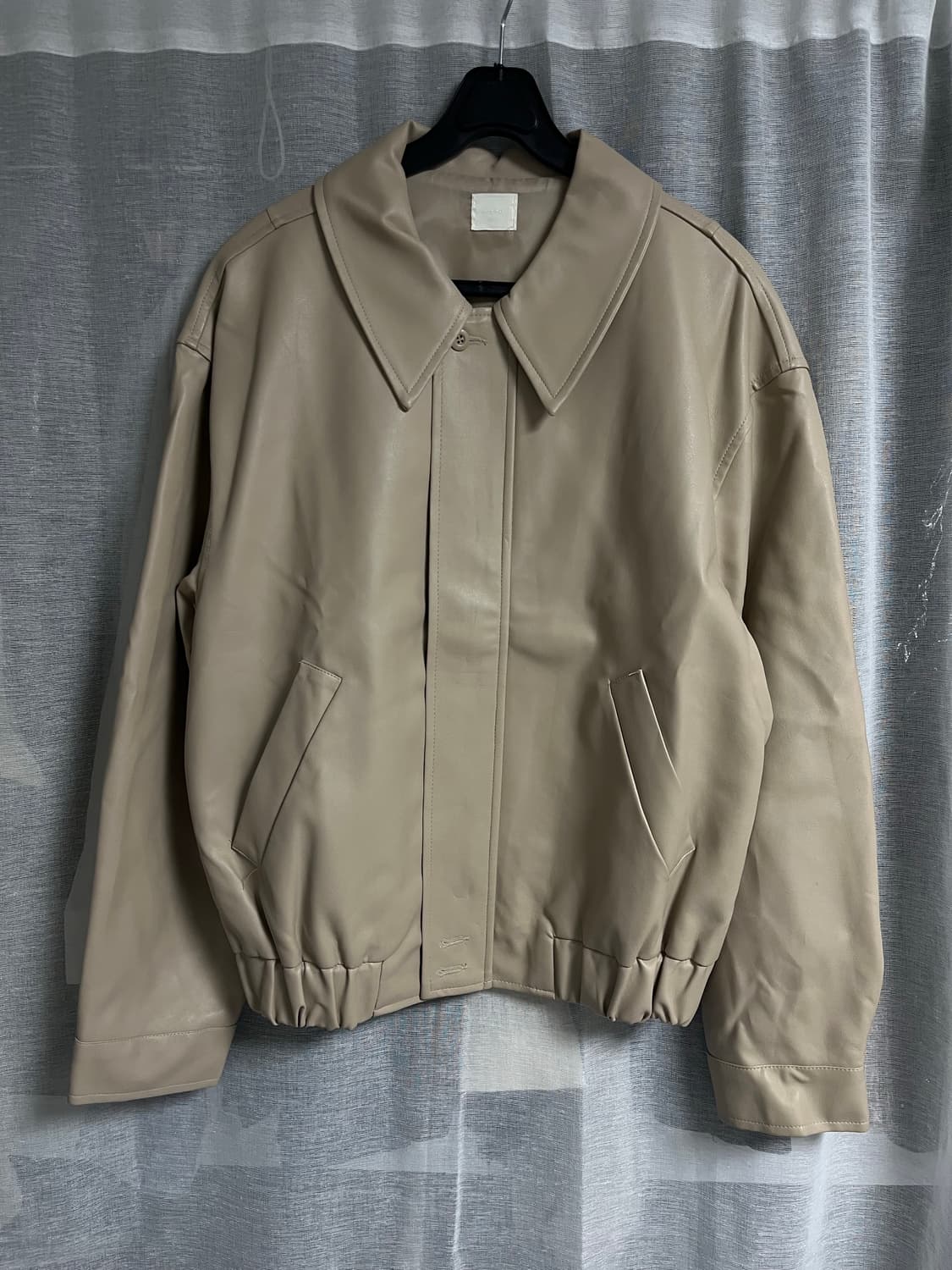 베이지 레더 자켓 상품이미지1