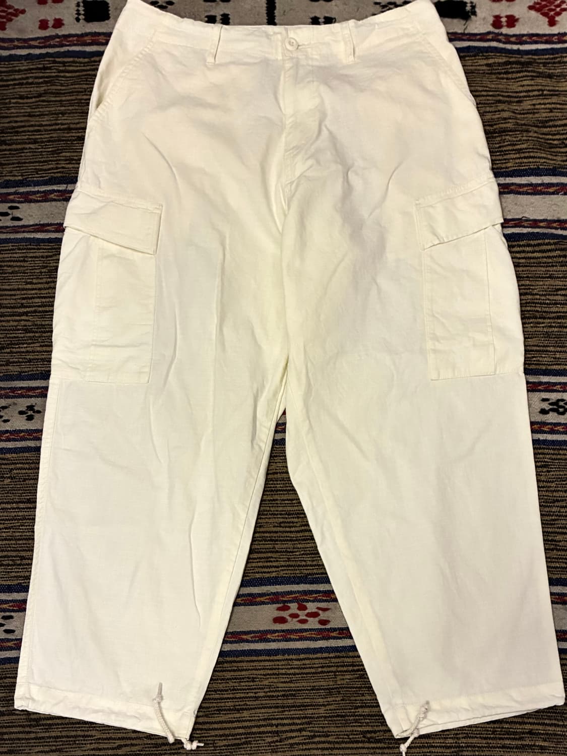 (28~32)Hinson 힌슨 립스탑 카고 밀리터리 벌룬팬츠 화이트 상품이미지2