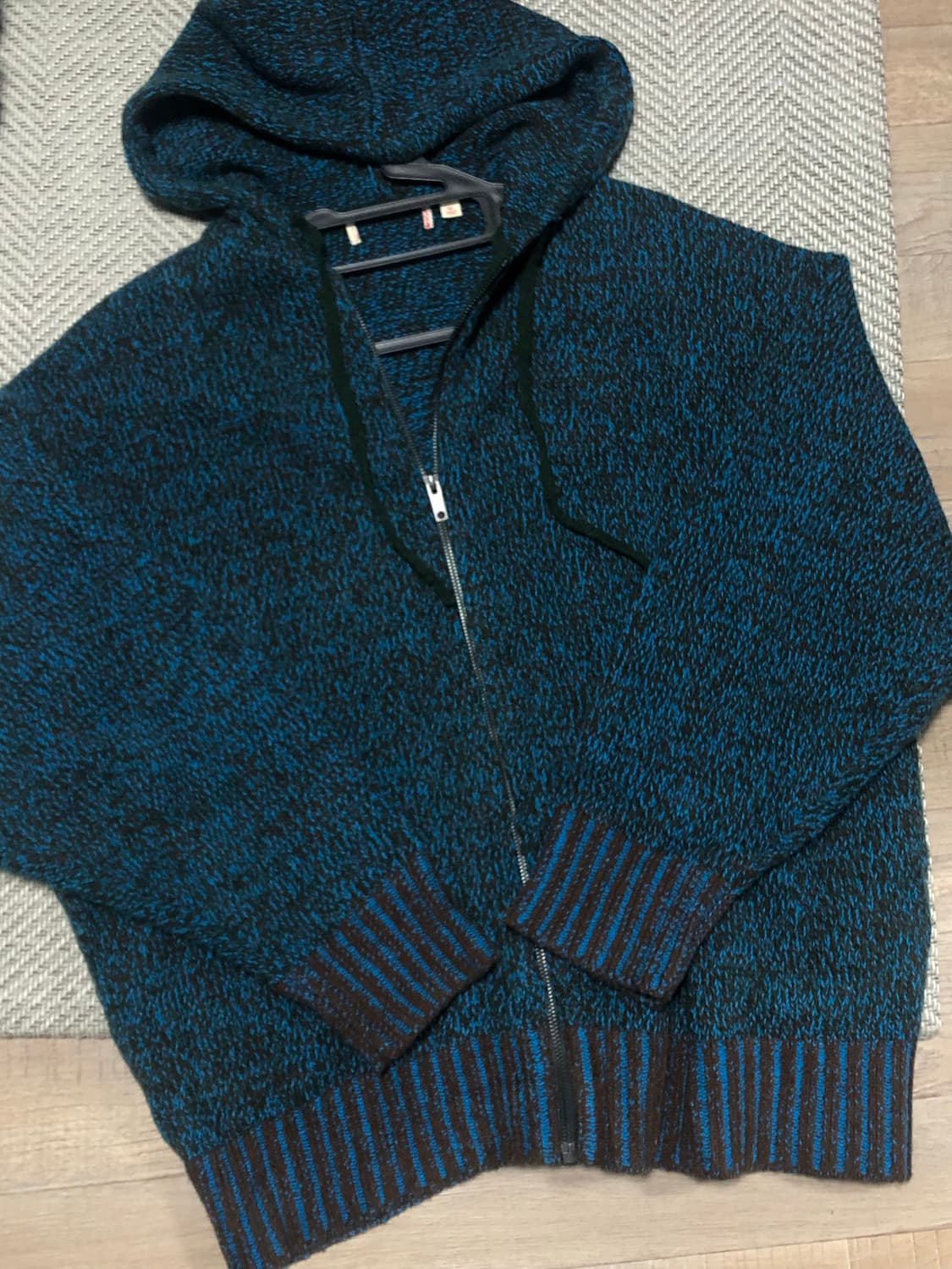 빈티지 블루 너드 니트 후드집업 상품이미지1