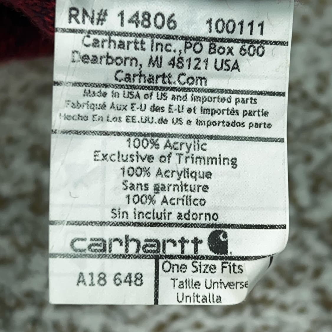 칼하트 로고 패치 워치햇 비니 버건디 상품이미지3