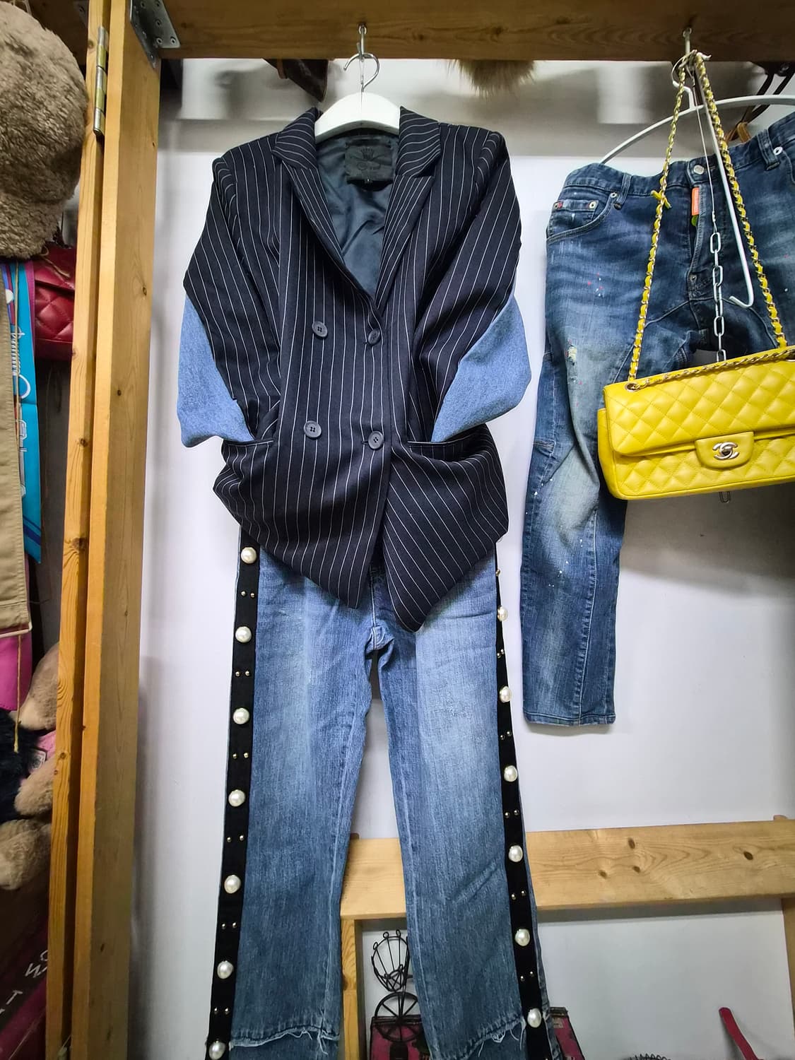 오즈세컨 데님 쉬폰자켓. 오즈세컨 진주데님 상품이미지1