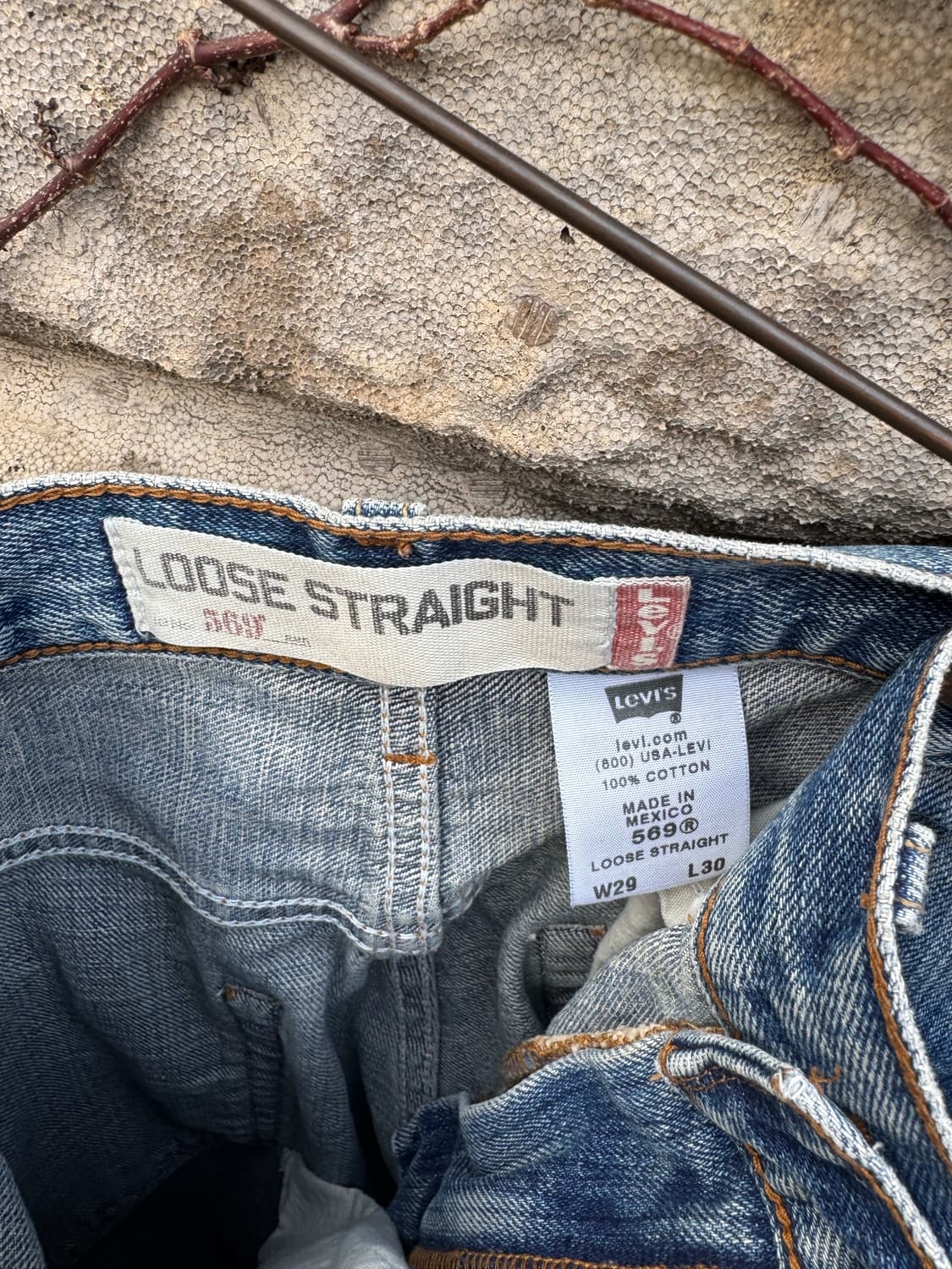 00s 리바이스 빈티지 569 루즈 스트레이트핏 워싱 데님 팬츠 상품이미지7