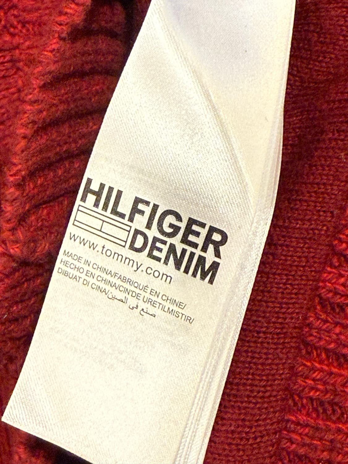 타미힐피거 데님 레드 꽈배기 니트 가디건 상품이미지3