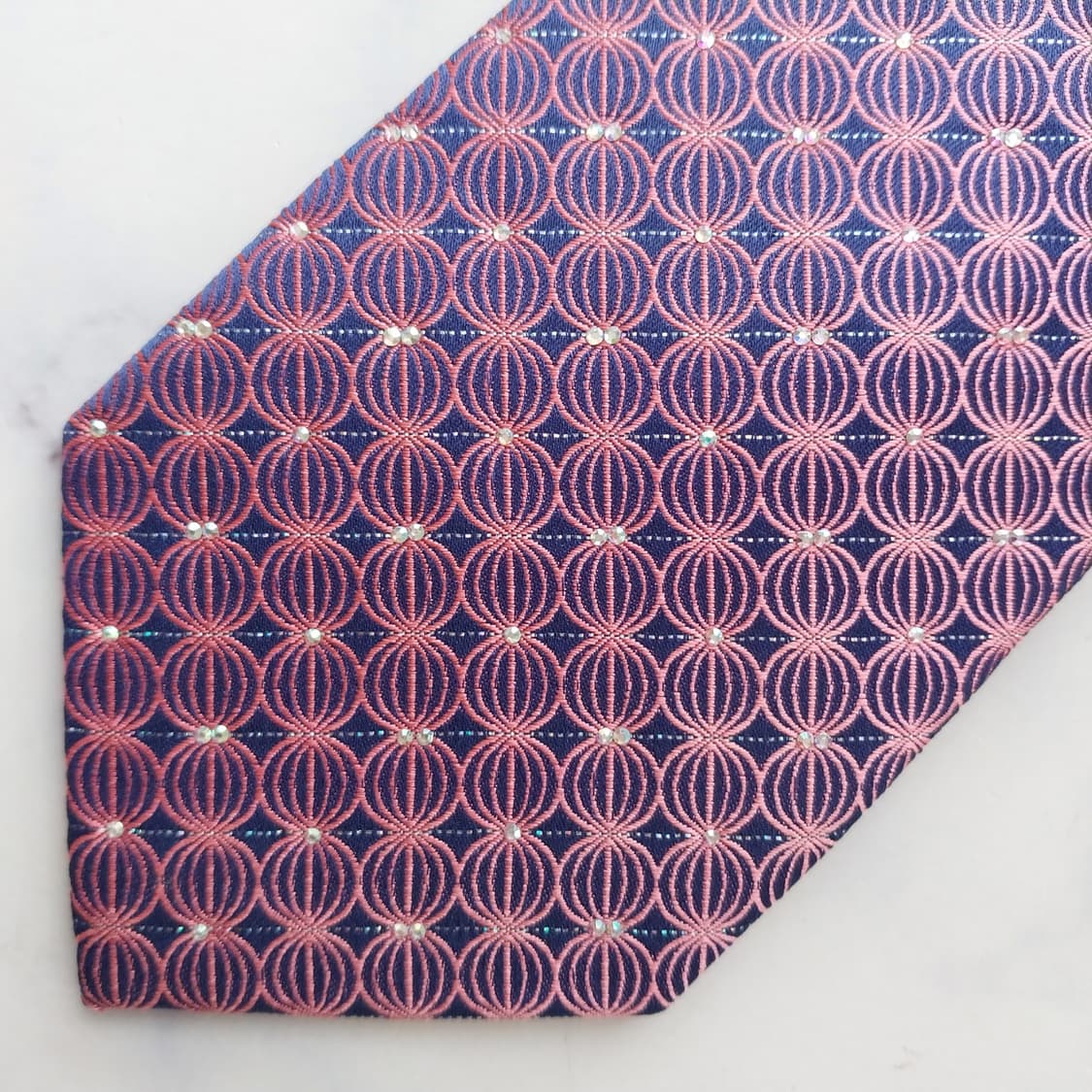 레노마 실크 핑크 서클 패턴 넥타이 8cm A+등급 K2383 상품이미지6