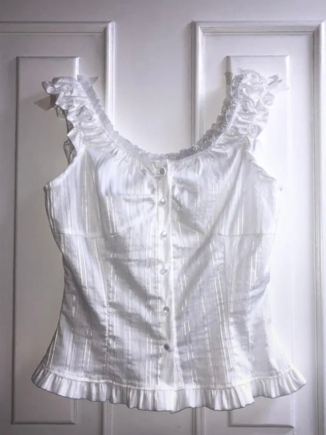 stripe frill blouse white 상품이미지1