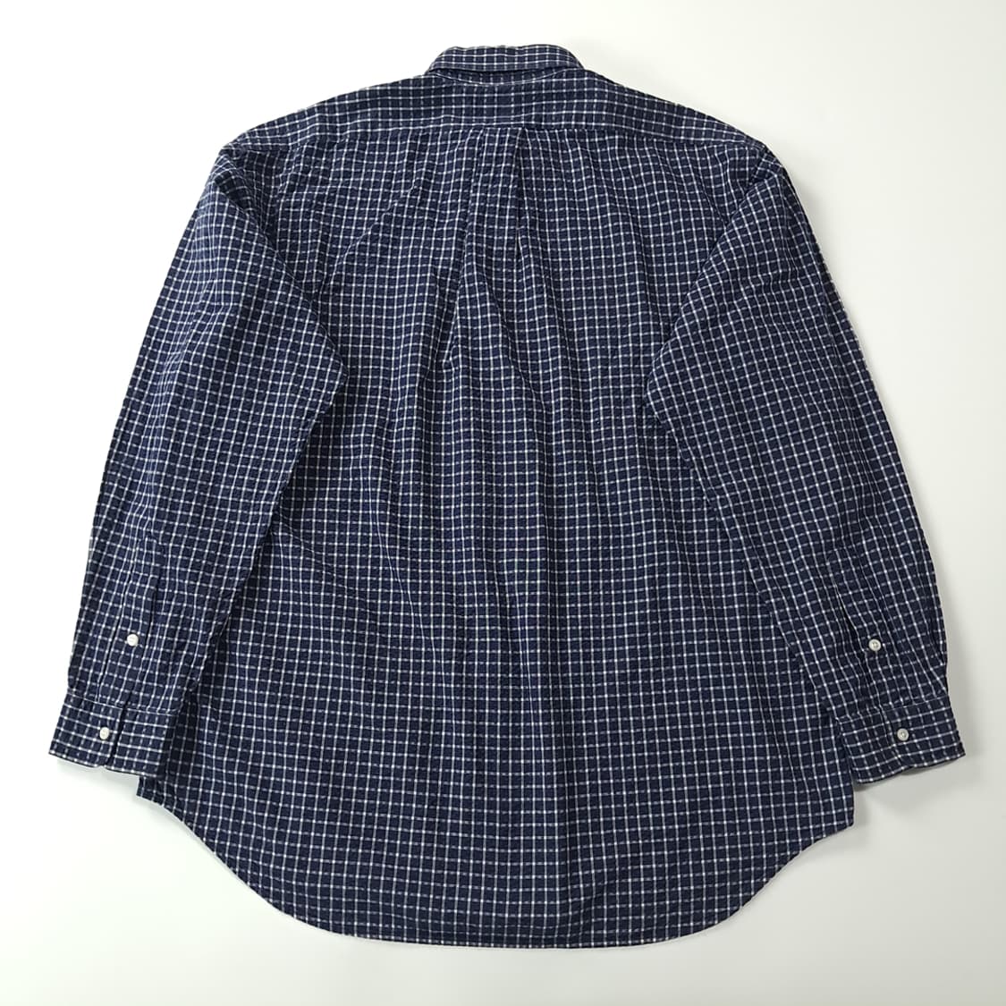 CK162 L 폴로 90s 미국판 시어서커 로얄네이비 스몰체크 셔츠 남 상품이미지6