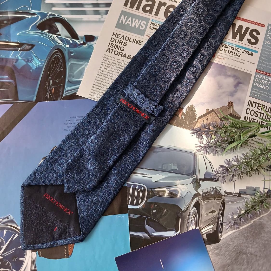 프로크호닉 실크 네이비 자카드 넥타이 9.6cm A+등급 A18917
 상품이미지3