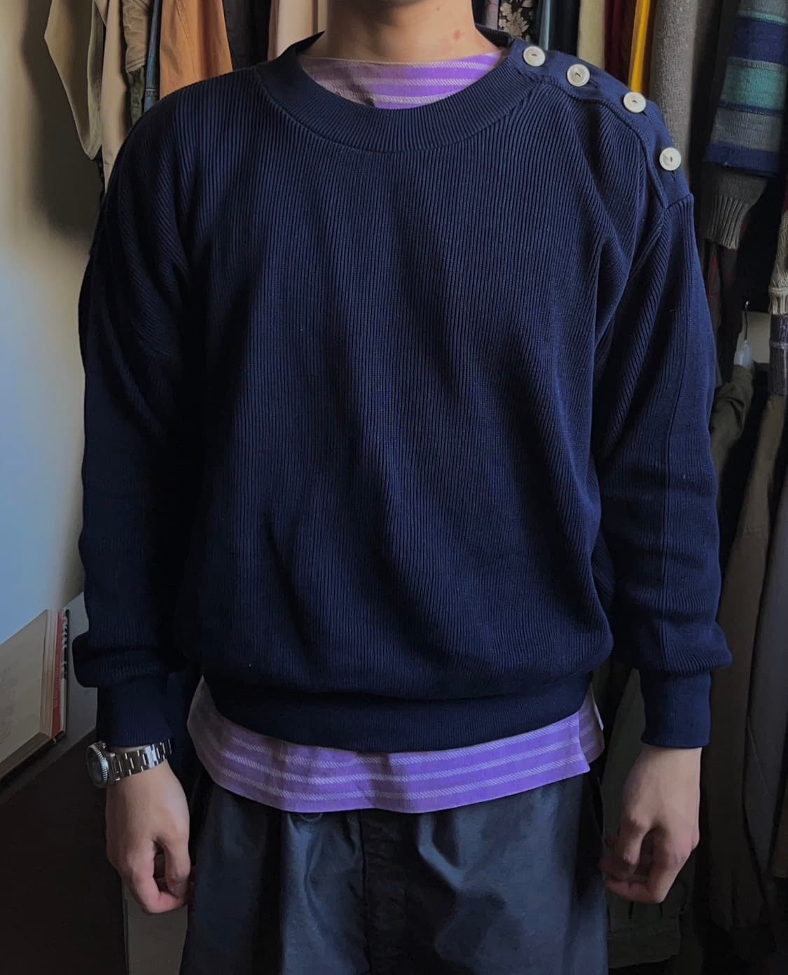 83AW CP컴퍼니 아카이브 숄더 비대칭 버튼업 니트 상품이미지5