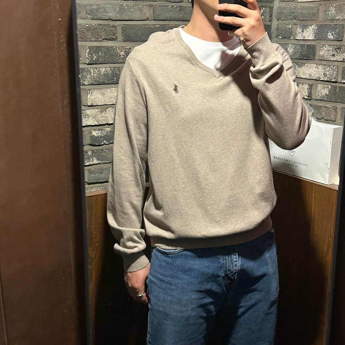 L) 폴로 랄프로렌 피마코튼 오트밀 베이지 브이넥 니트 상품이미지8