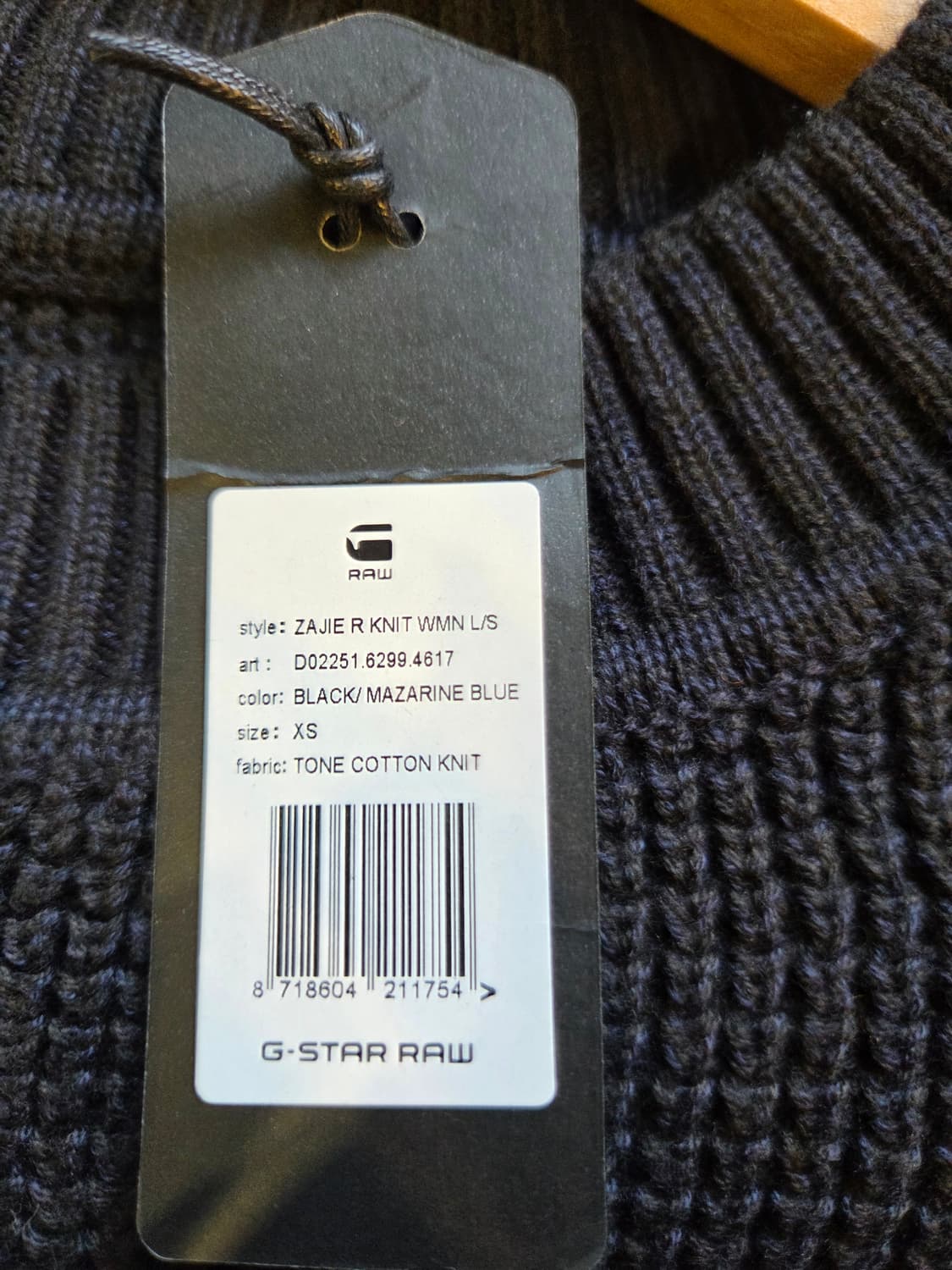 G스타 RAW 블랙 니트 탑 숄더패치(XS) 상품이미지7