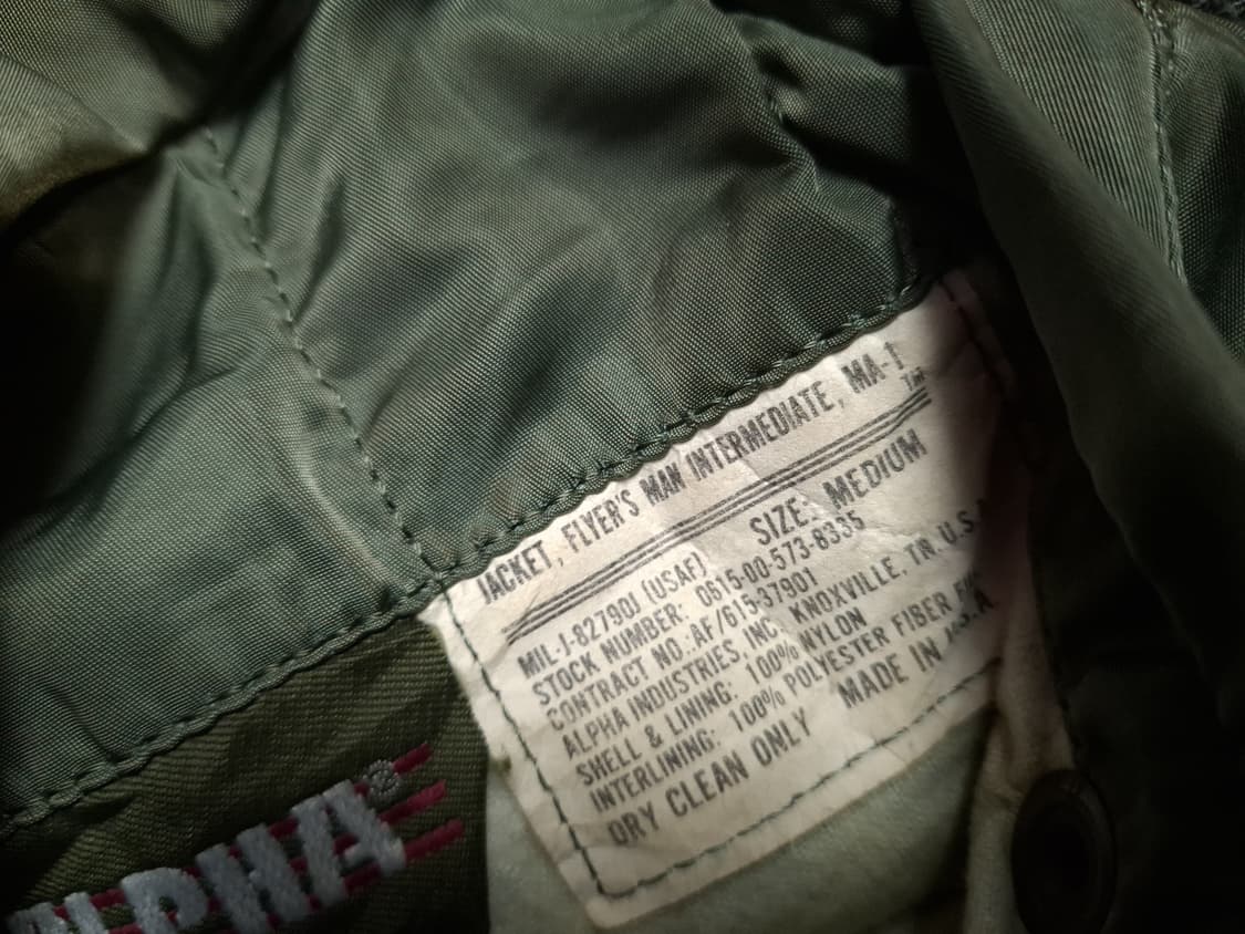 오리지날 90's 미국제조 민수용 알파사 MA-1 항공자켓 상품이미지2