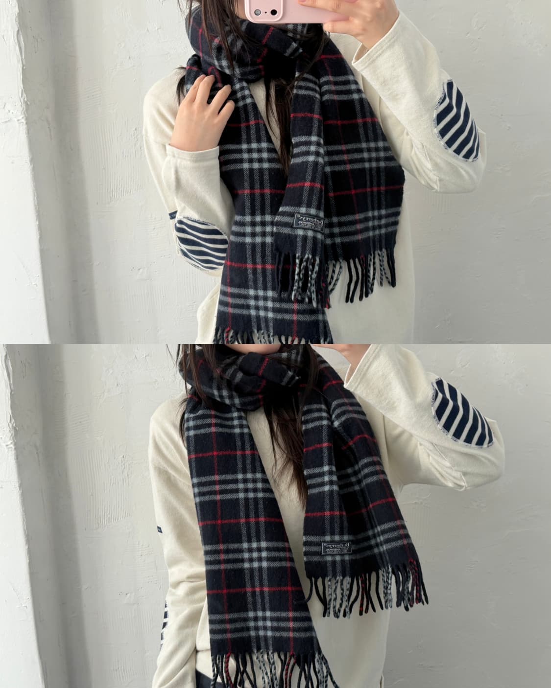 Burberry 버버리 네이비컬러 노바체크 램스울 머플러 상품이미지1