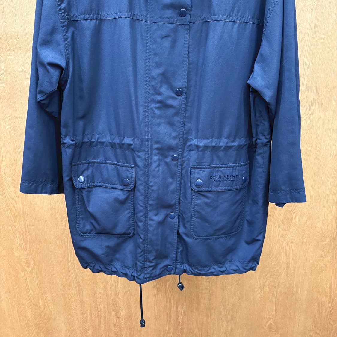 꾸레쥬 하이넥 미니멀 나일론 필드 자켓 허리 밑단 스트링 디테일 네이비 상품이미지5