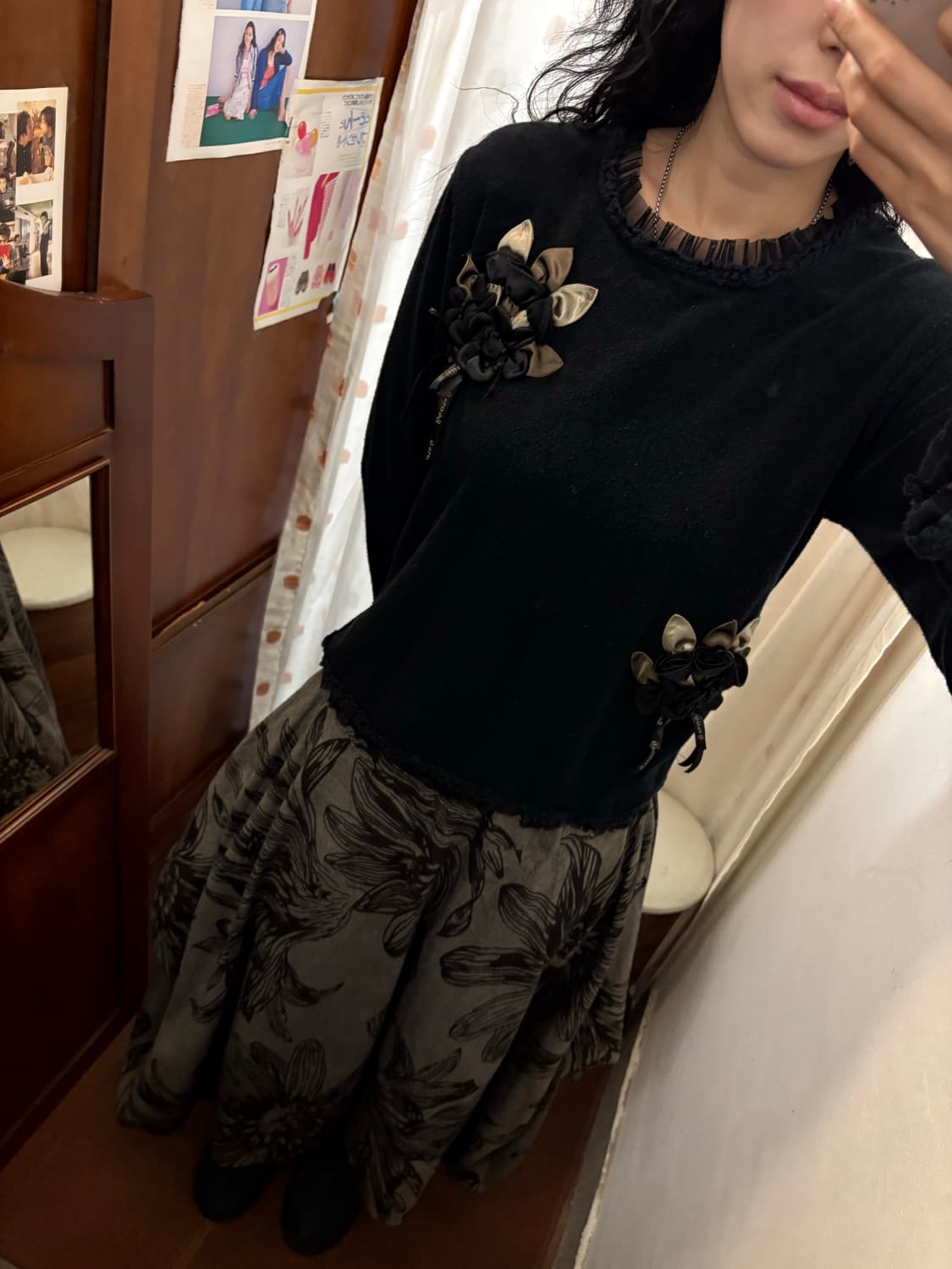 jpn vintage flower point knit 상품이미지2