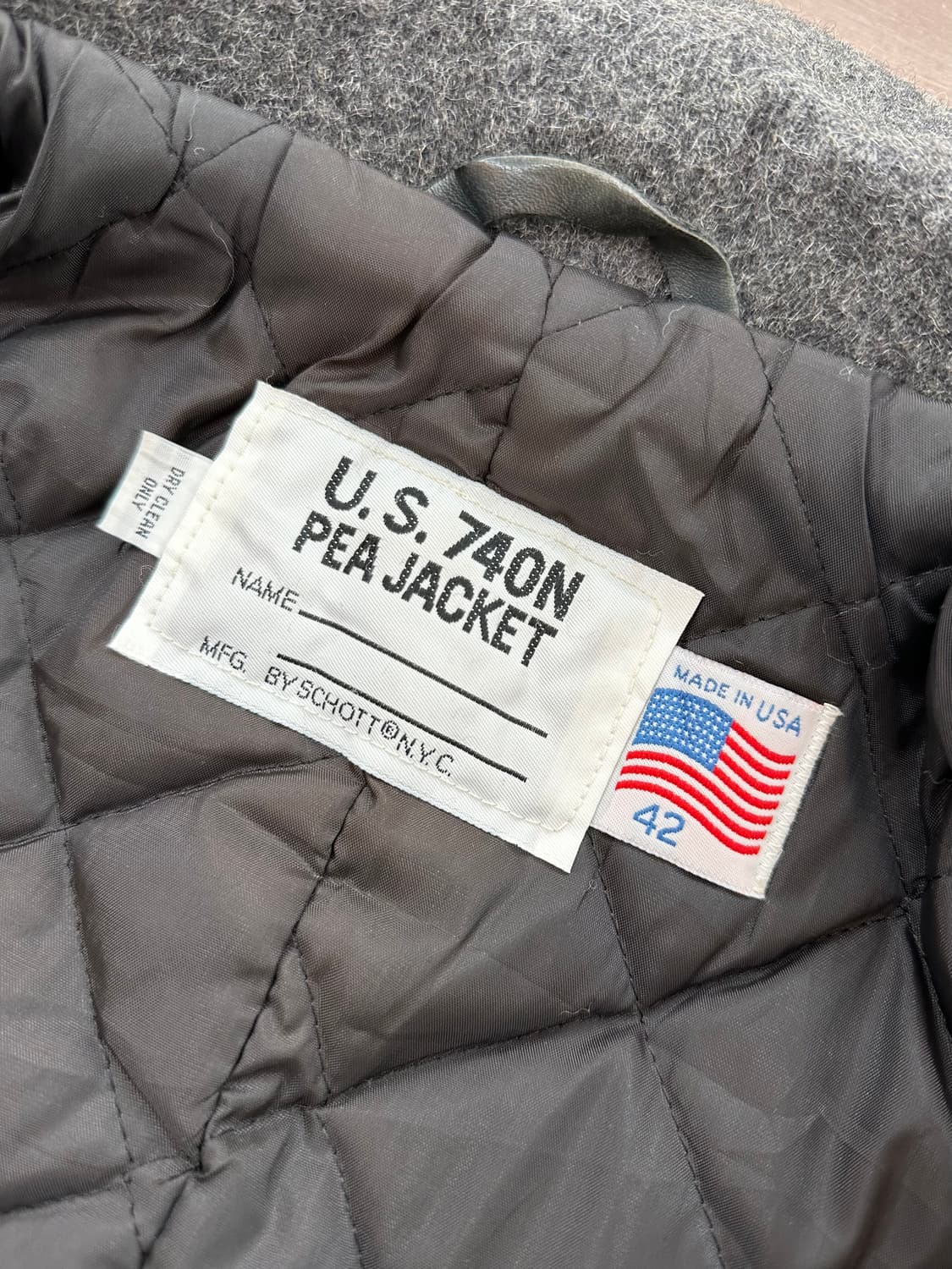 Schott US 740N 42 쇼트 더블 피코트 멜톤 울 그레이 상품이미지8