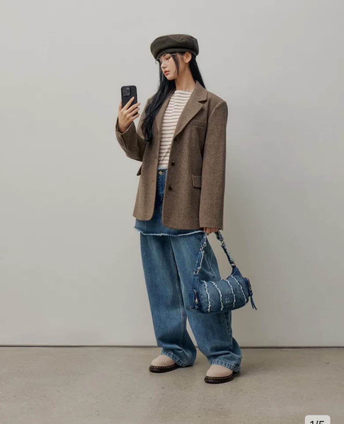 오아이오아이 레이어드 스커트 데님 팬츠_블루 s 상품이미지2