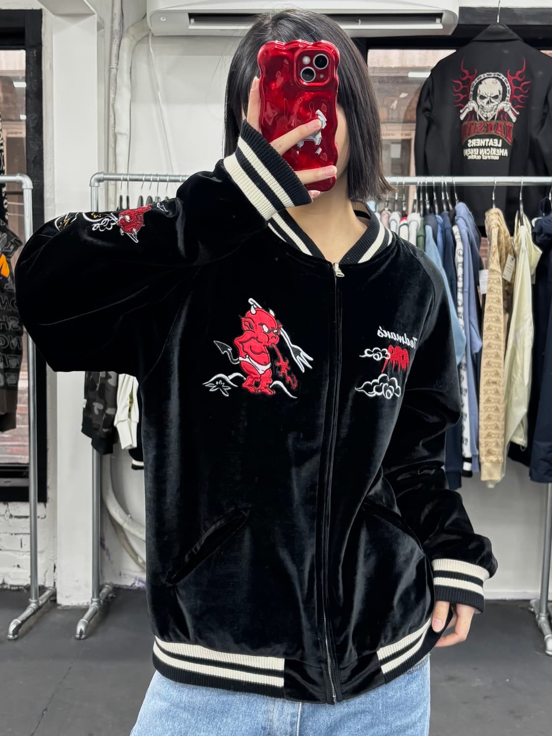 JPN 테드맨 리버시블 벨벳 스카잔 상품이미지5