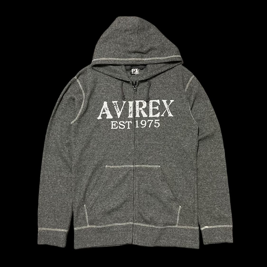 AVIREX 아비렉스 그레이 빅로고 와플 후드집업 상품이미지1