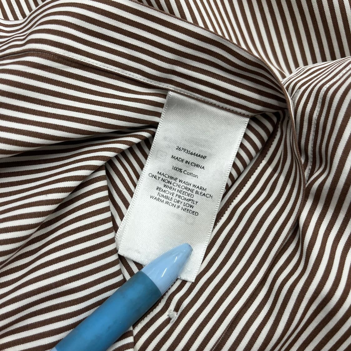 폴로 랄프로렌 네이비포니 초코맛 세로 단가라 셔츠 XL 상품이미지6