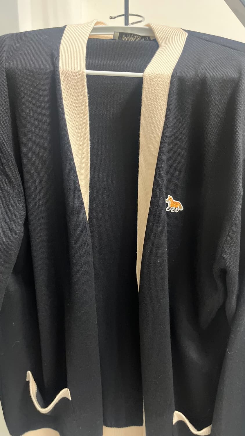 메종키츠네 베이비폭스 패치 바이컬러 클래식 가디건 블랙 XL 상품이미지2