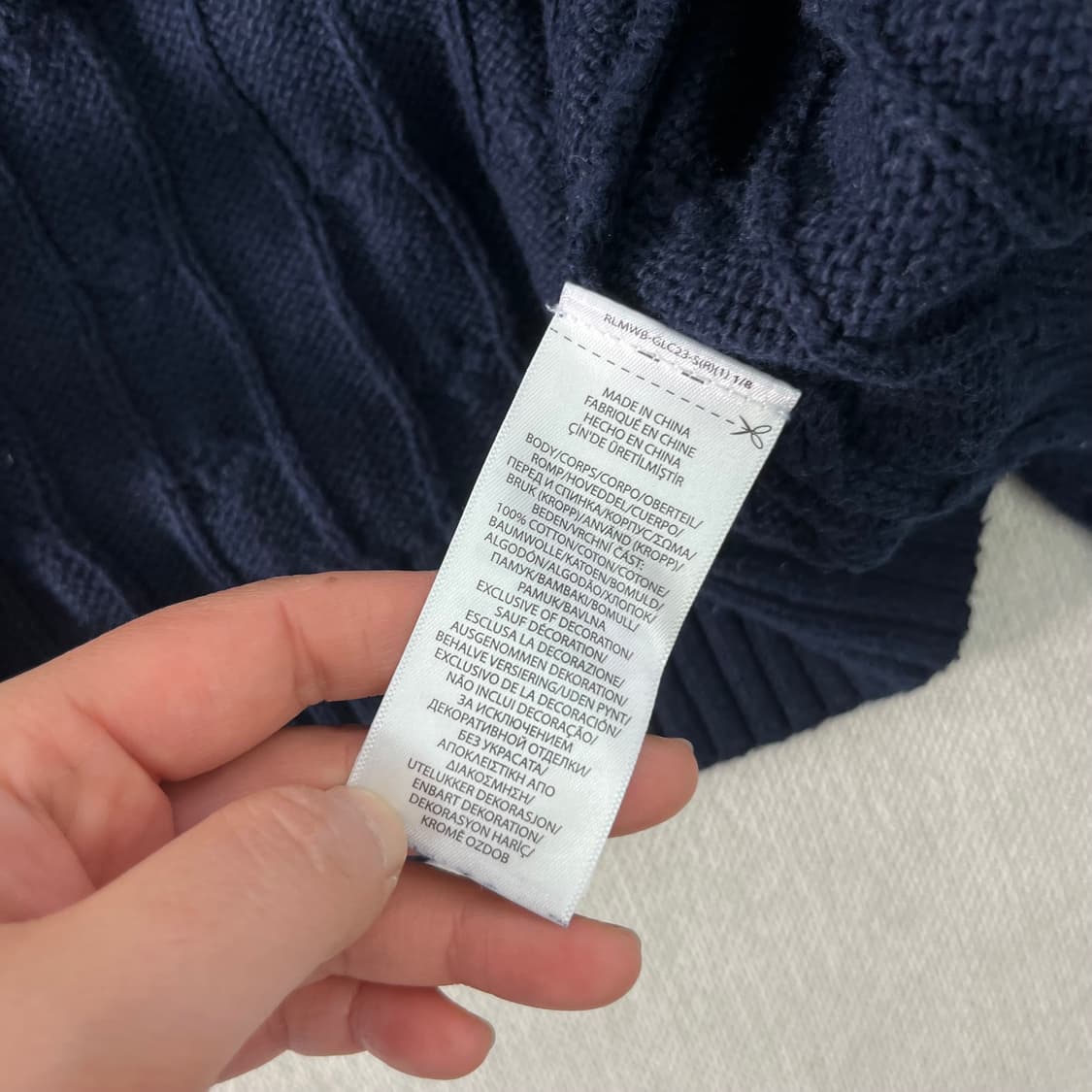 100 폴로랄프로렌 꽈배기 네이비 코튼 니트  상품이미지5