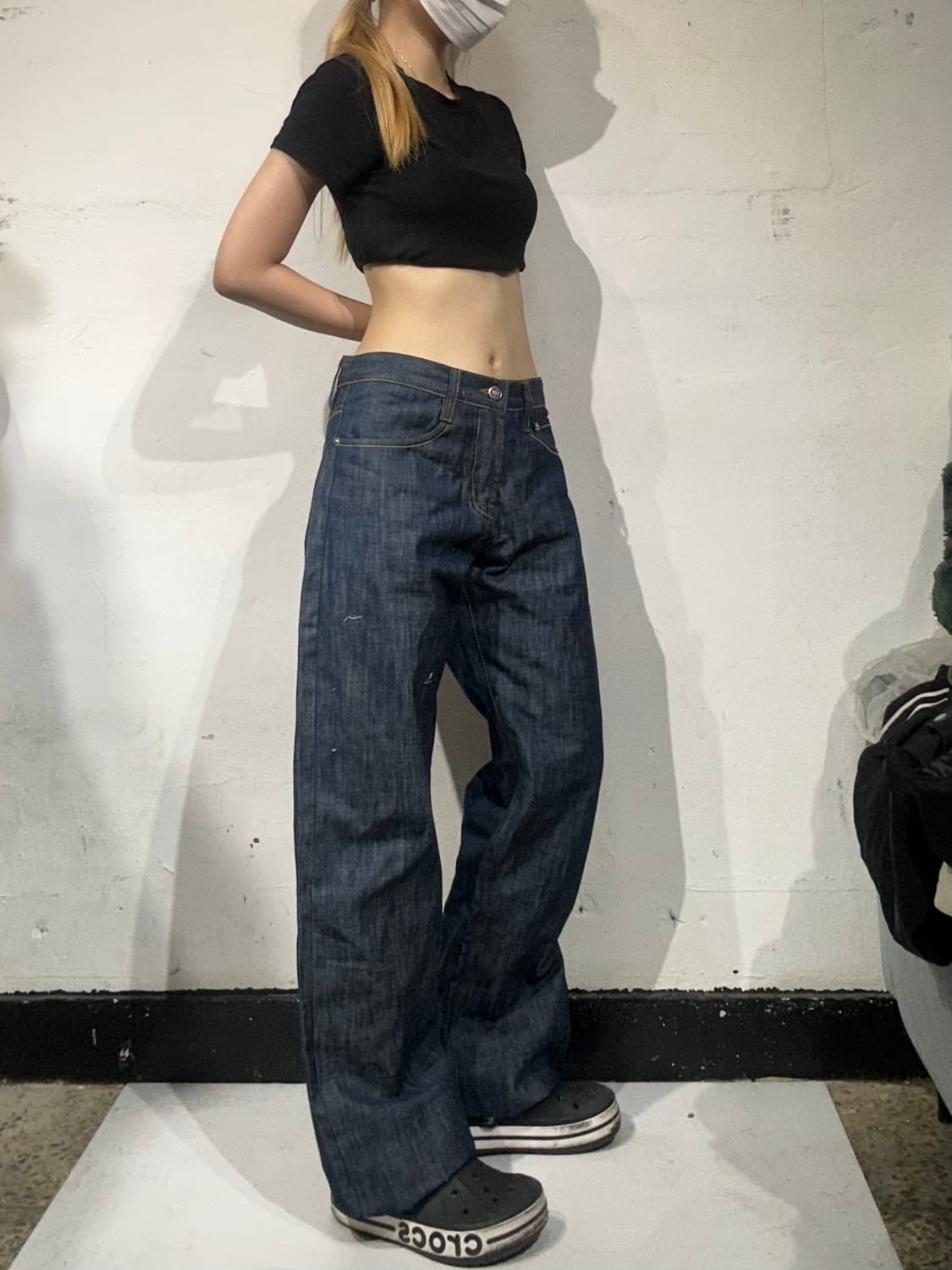 빈티지 중청 백 프린팅 와이드 데님 팬츠 30 상품이미지2
