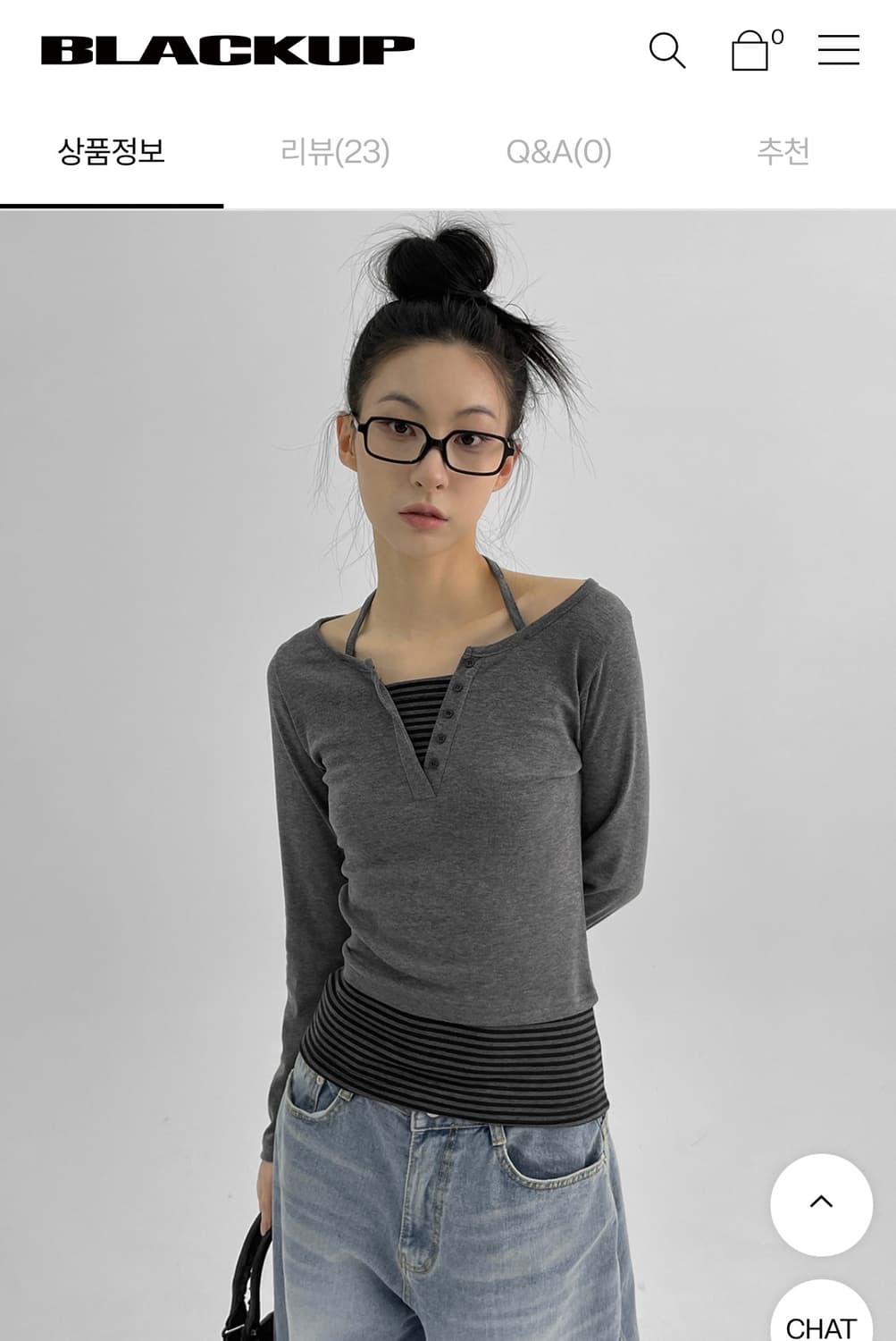 [새상품] 블랙업 비닝 레이어드 숄터넥 슬리브 차콜 상품이미지3