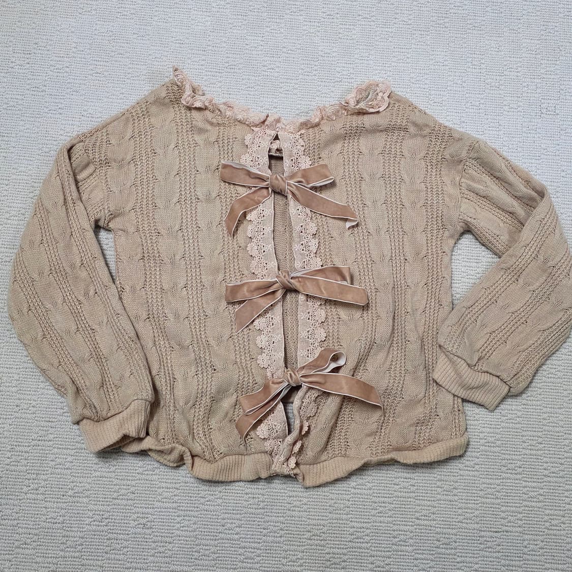 리즈리사 리본 라떼갸루 니트 갸루일브히메갸루 상품이미지1