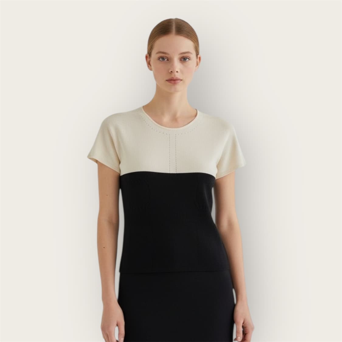 .40/ 샤넬 스티치 투톤 라운드 니트 상품이미지1