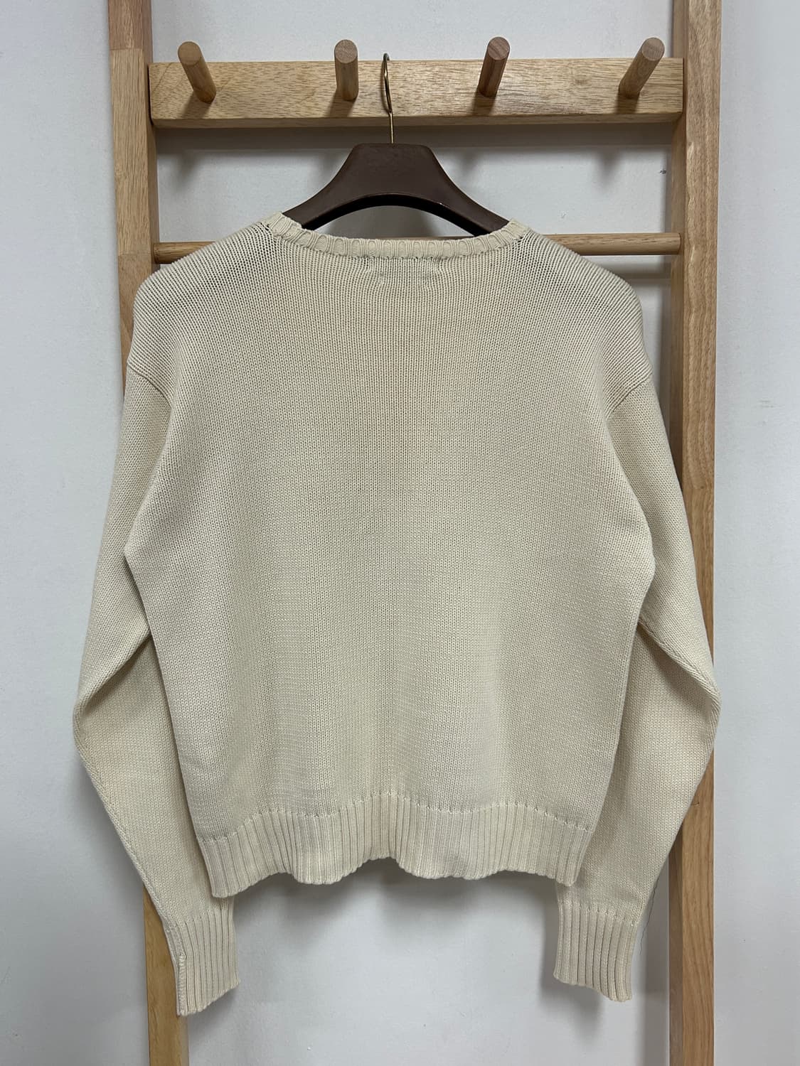 90s 폴로 랄프로렌 포니로고 아이보리 코튼 니트 상품이미지4