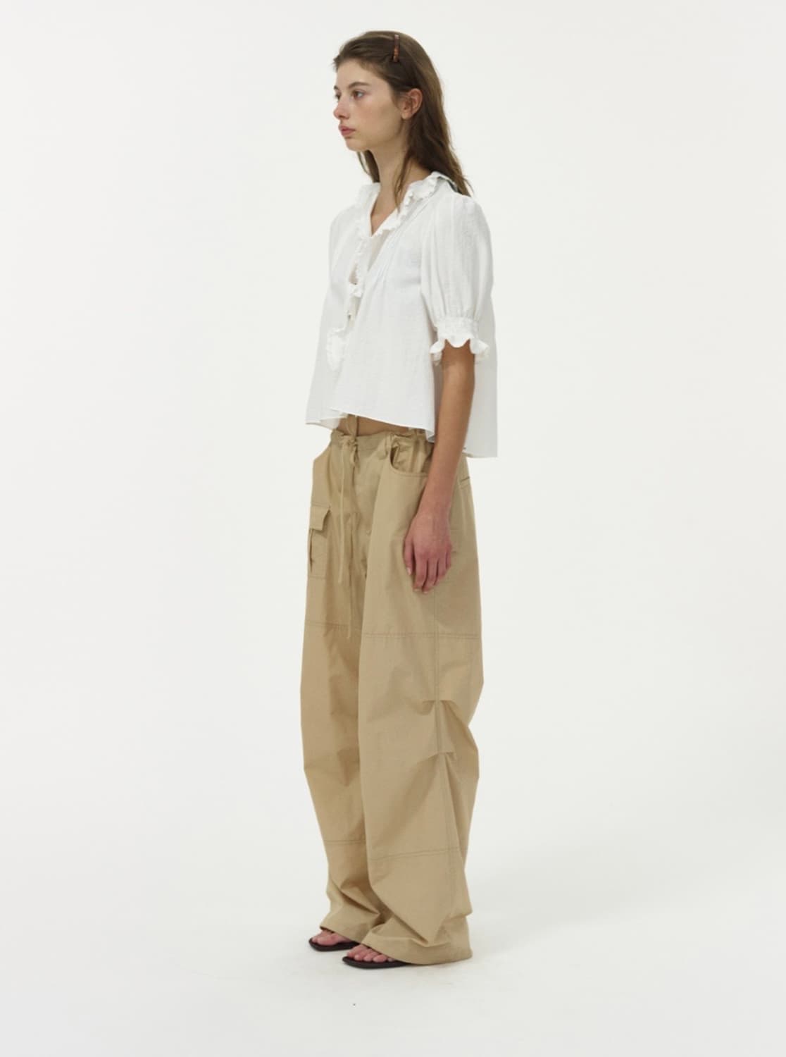 리본빛 Nomad Cargo Pants - Beige 상품이미지4