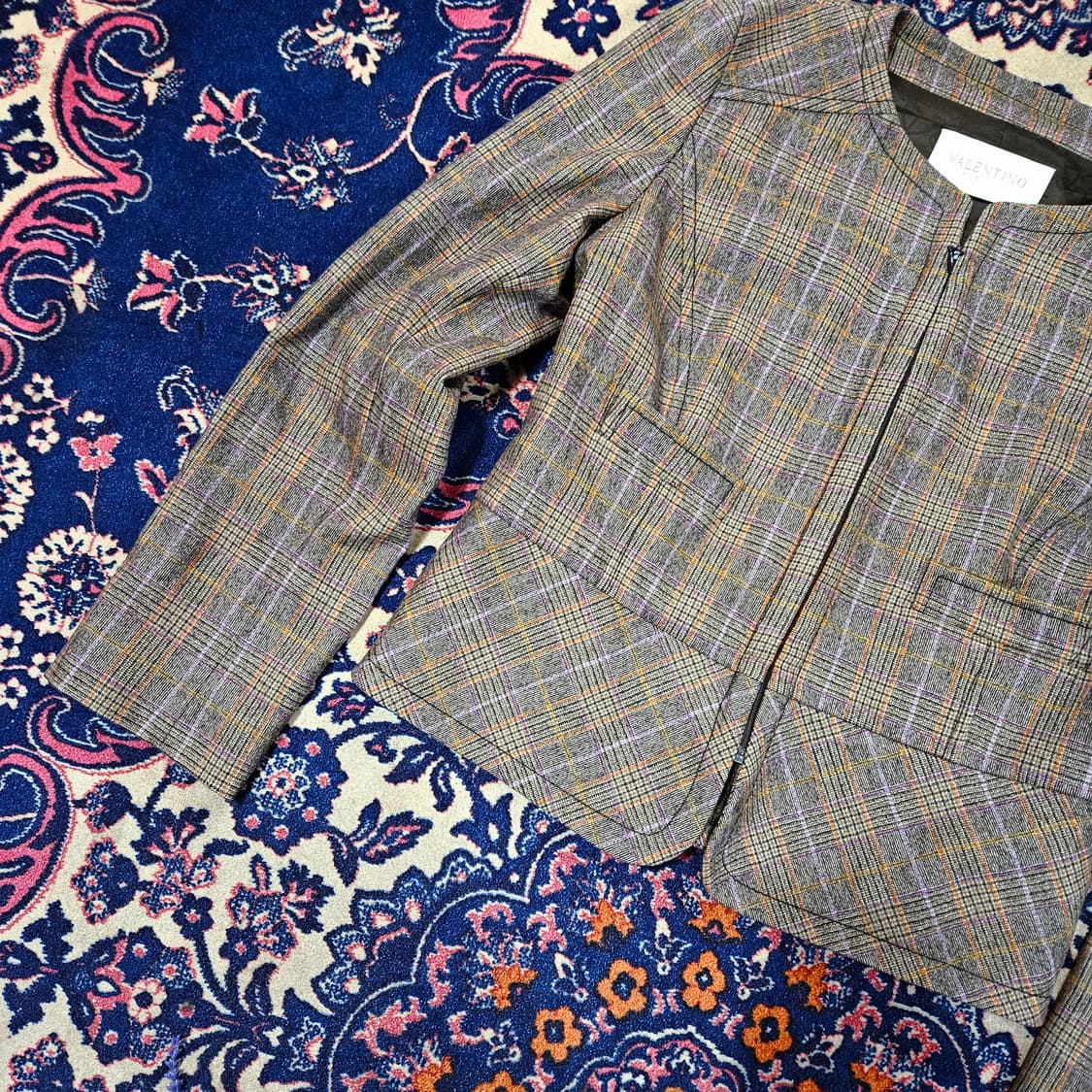 발렌티노(VALENTINO) Wool 혼방l 체크 숏 집업 자켓 42 상품이미지3