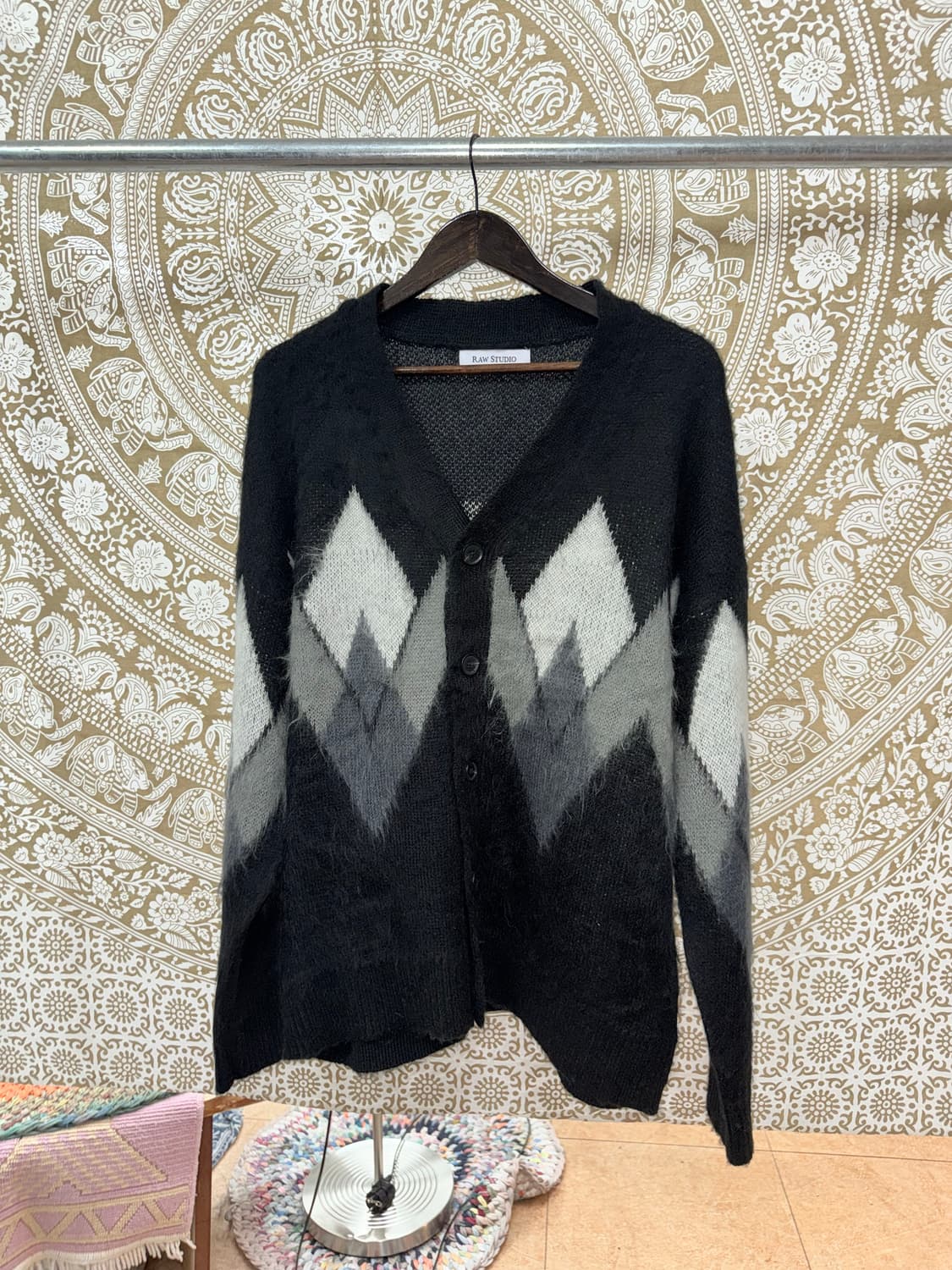 RAW STUDIO 아가일 울 니트 가디건  상품이미지3