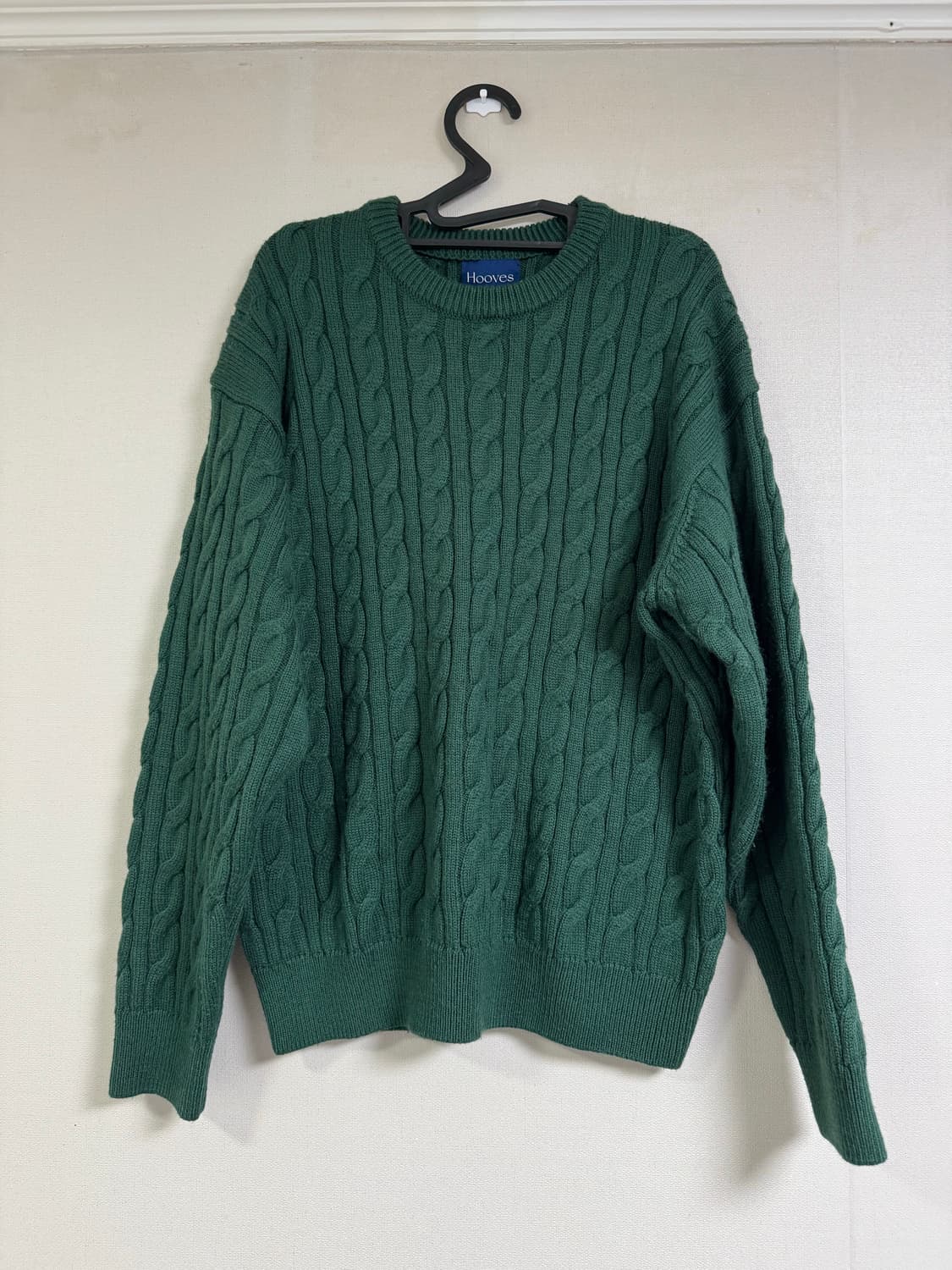 후브스 케이블 울 니트 -그린 L 상품이미지1