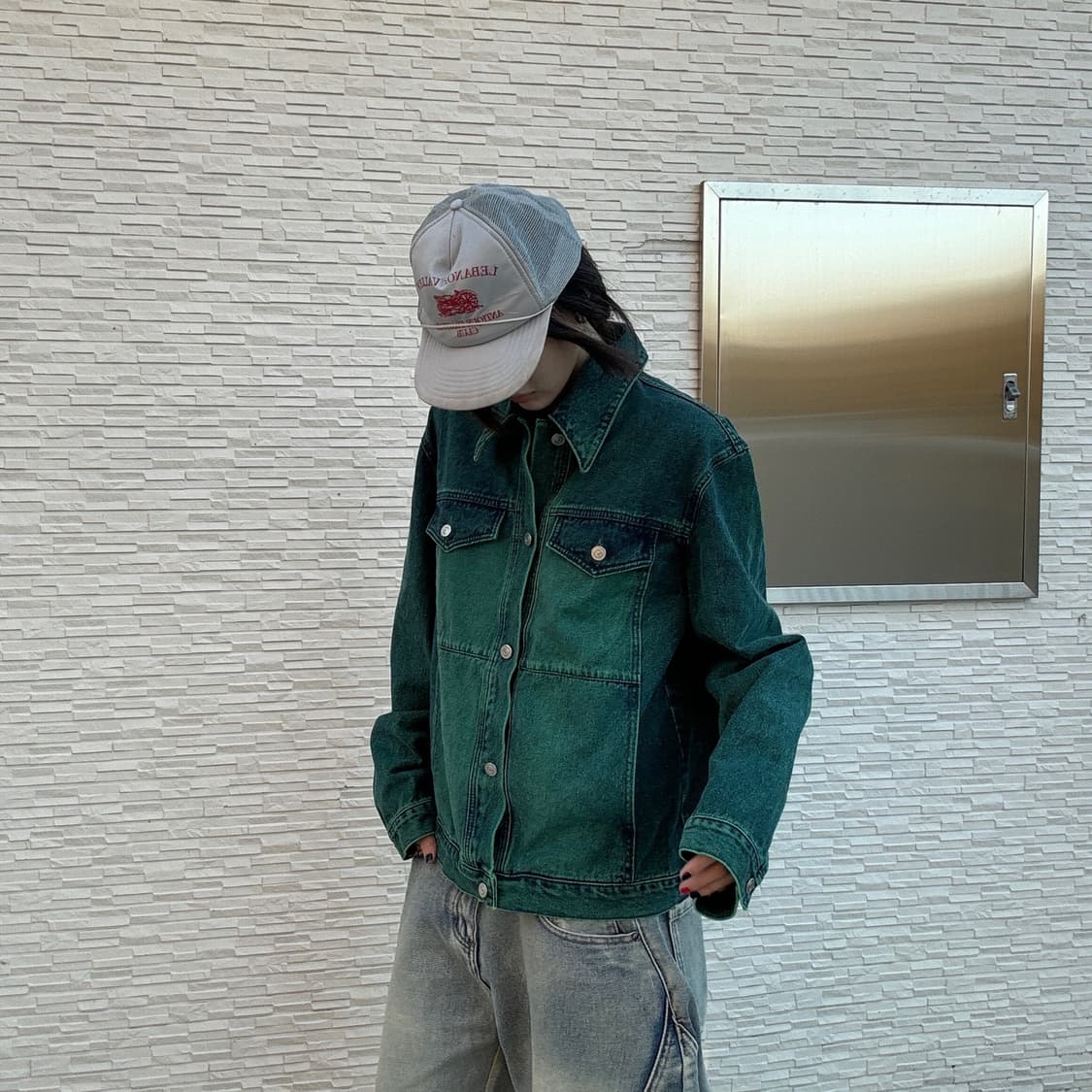 90s 올드스쿨 그린 데님 트러커자켓 상품이미지3