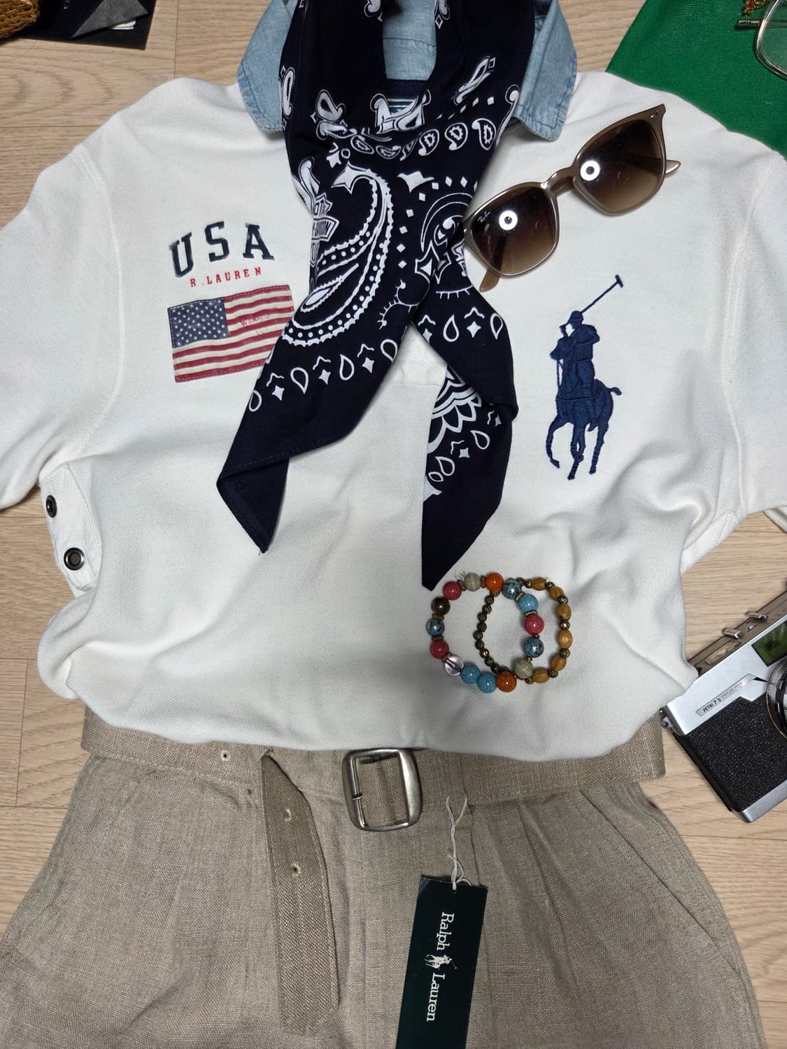 (여성용)POLO RALPH LAUREN 성조기 반팔 티셔츠 카라티  상품이미지3