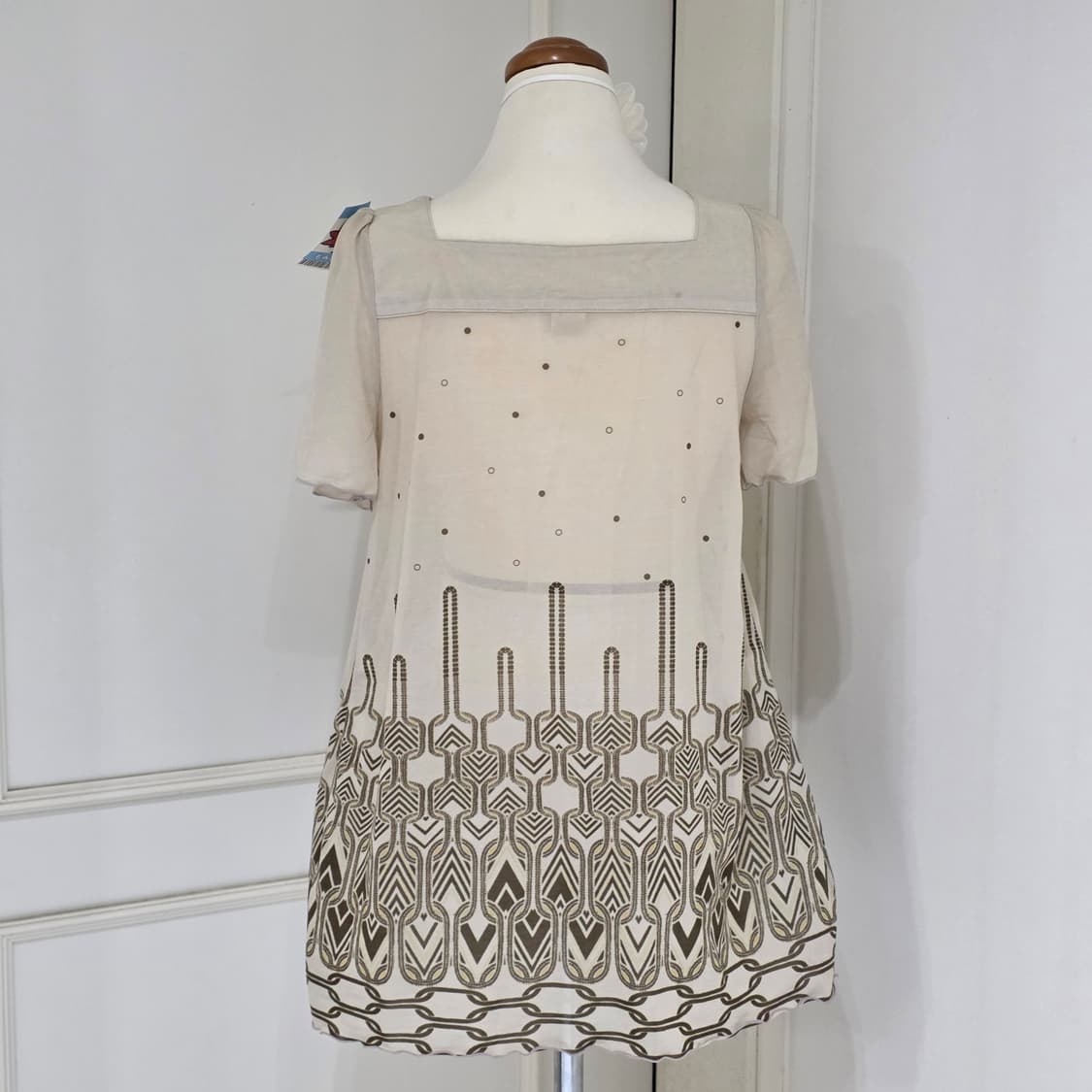 엑시즈팜)일본빈티지 라떼갸루st 아이보리 패턴 로맨틱 오리엔탈 블라우스 상품이미지2