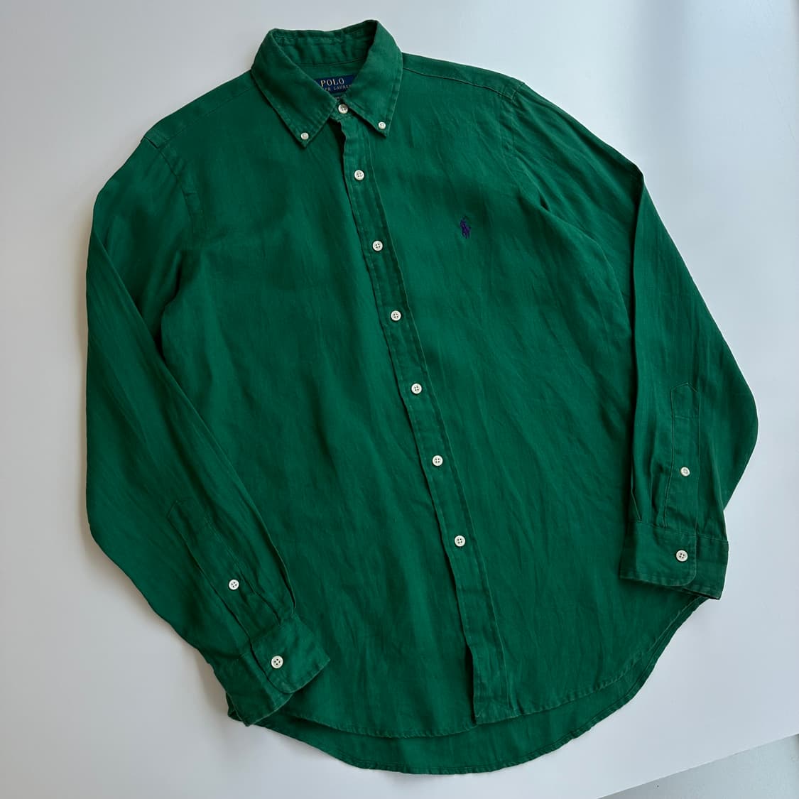 폴로 랄프로렌 현형QR 딥그린 린넨 셔츠 상품이미지2