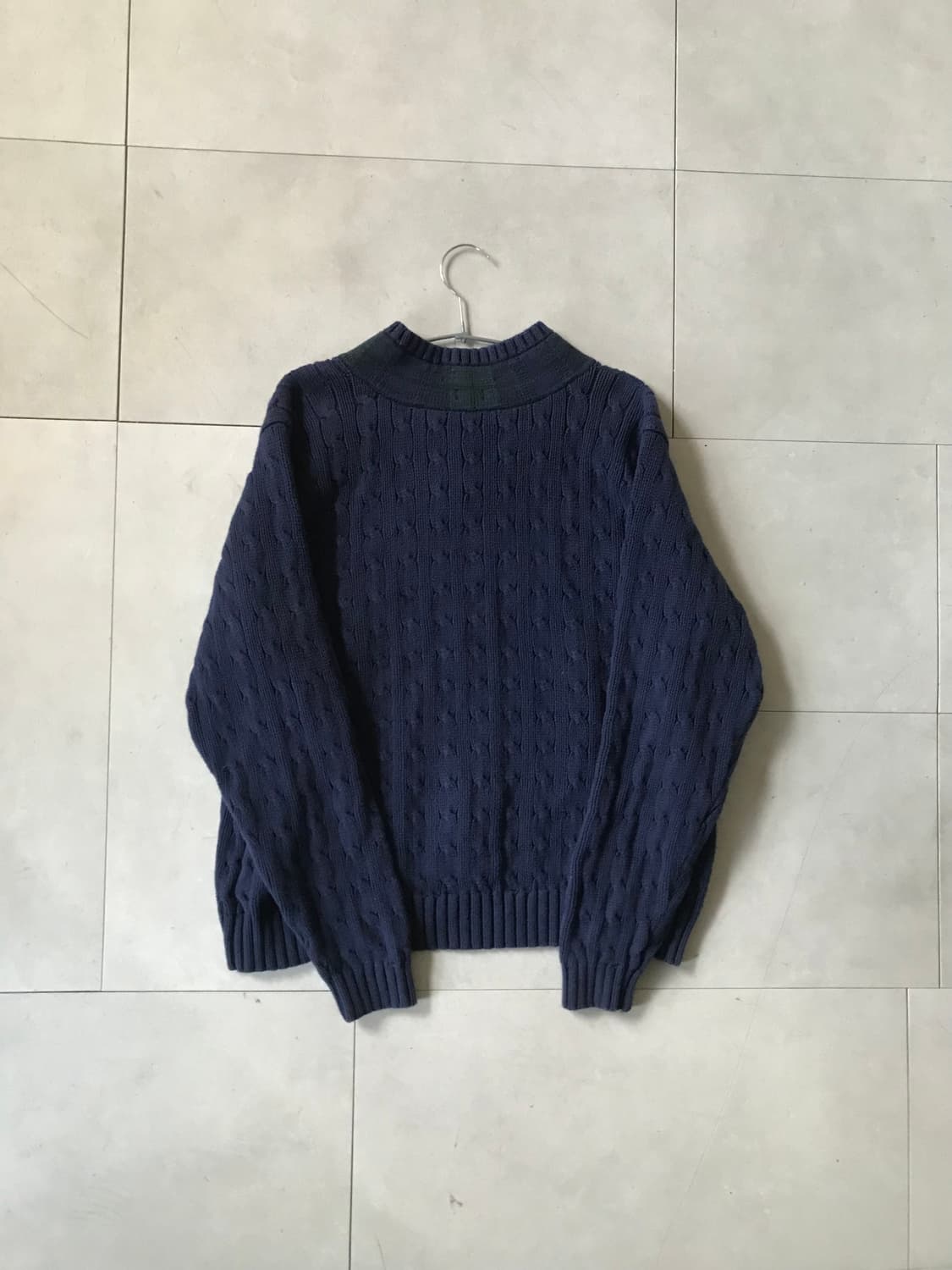 폴로 네이비 오버핏 케이블 니트 상품이미지7