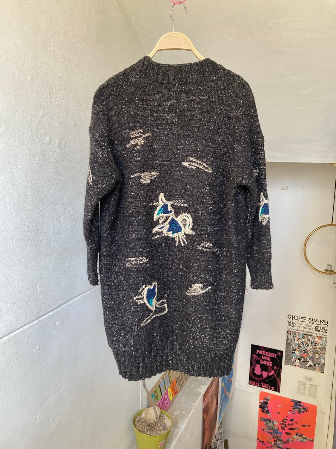 울 패치워크 하프 가디건 상품이미지5